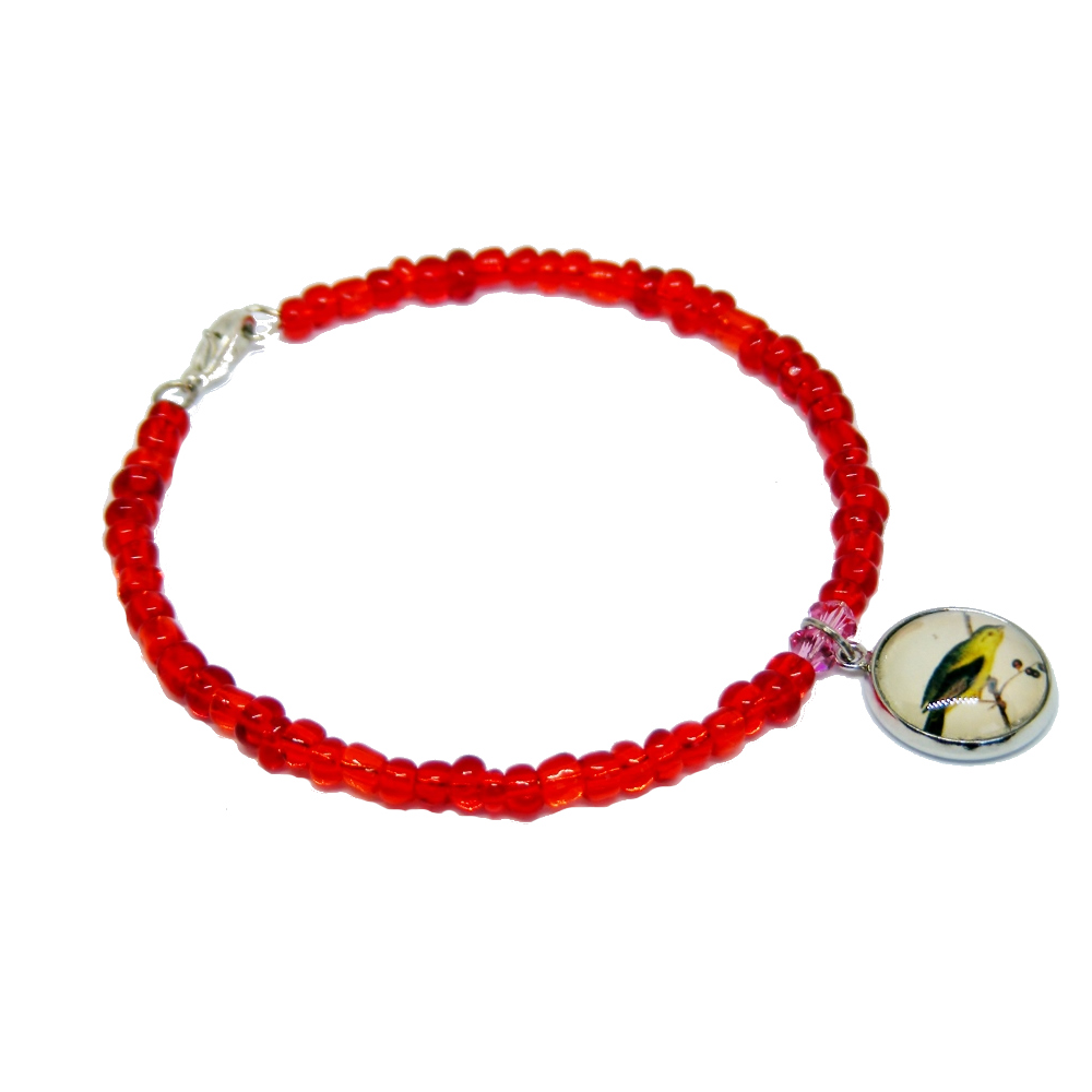 Bransoletka - Ptak Piranga Szkarłatna