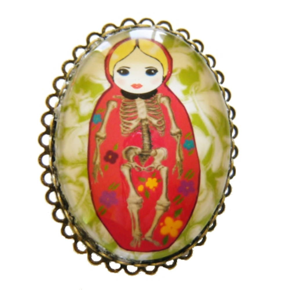 Broszka Steampunkowa Matrioszka IV – oryginalna biżuteria z charakterem