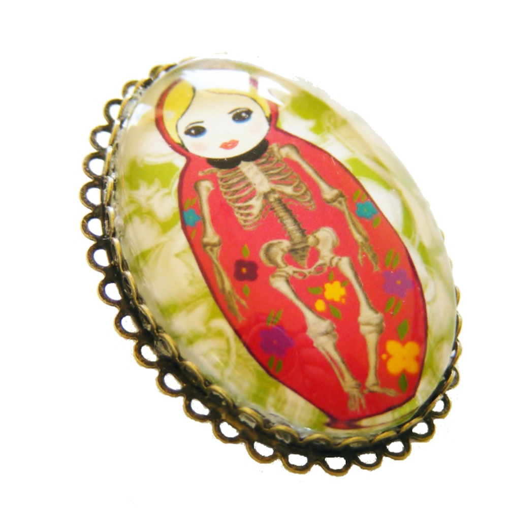 Broszka Steampunkowa Matrioszka IV – oryginalna biżuteria z charakterem