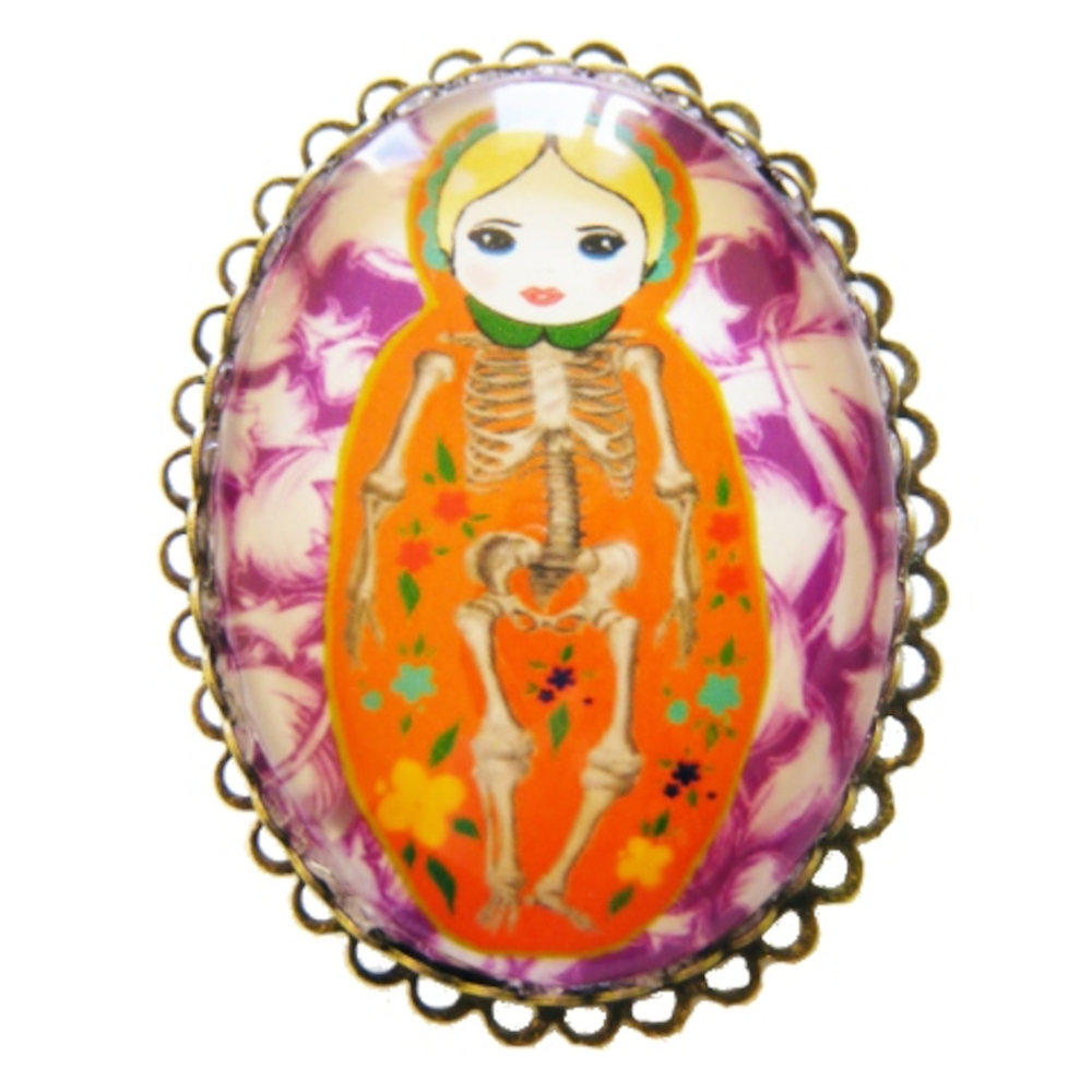 Broszka Steampunkowa Matrioszka VI – niezwykła ozdoba z charakterem