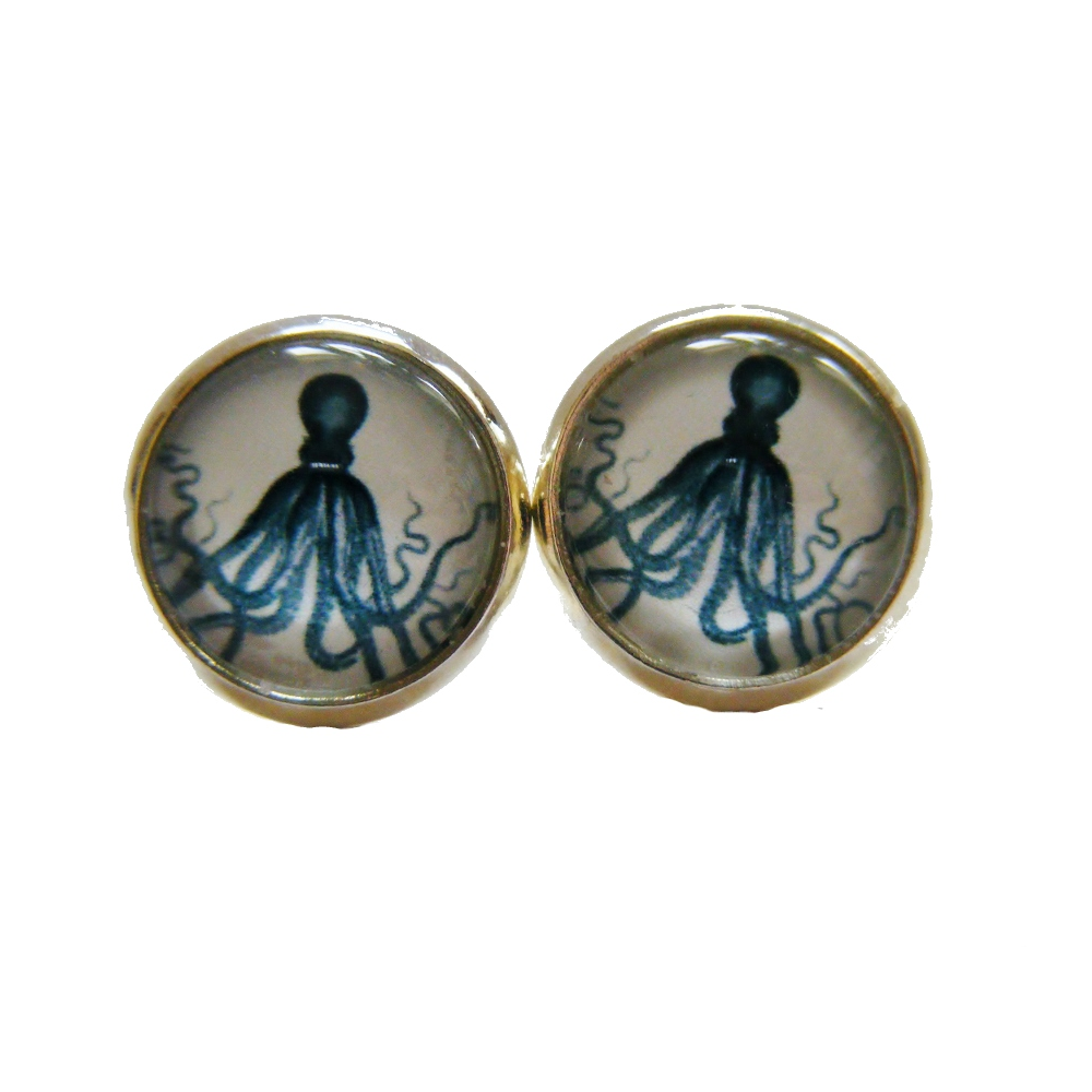 Kolczyki wkrętki Ośmiornica I – morskie klimaty w stylu vintage