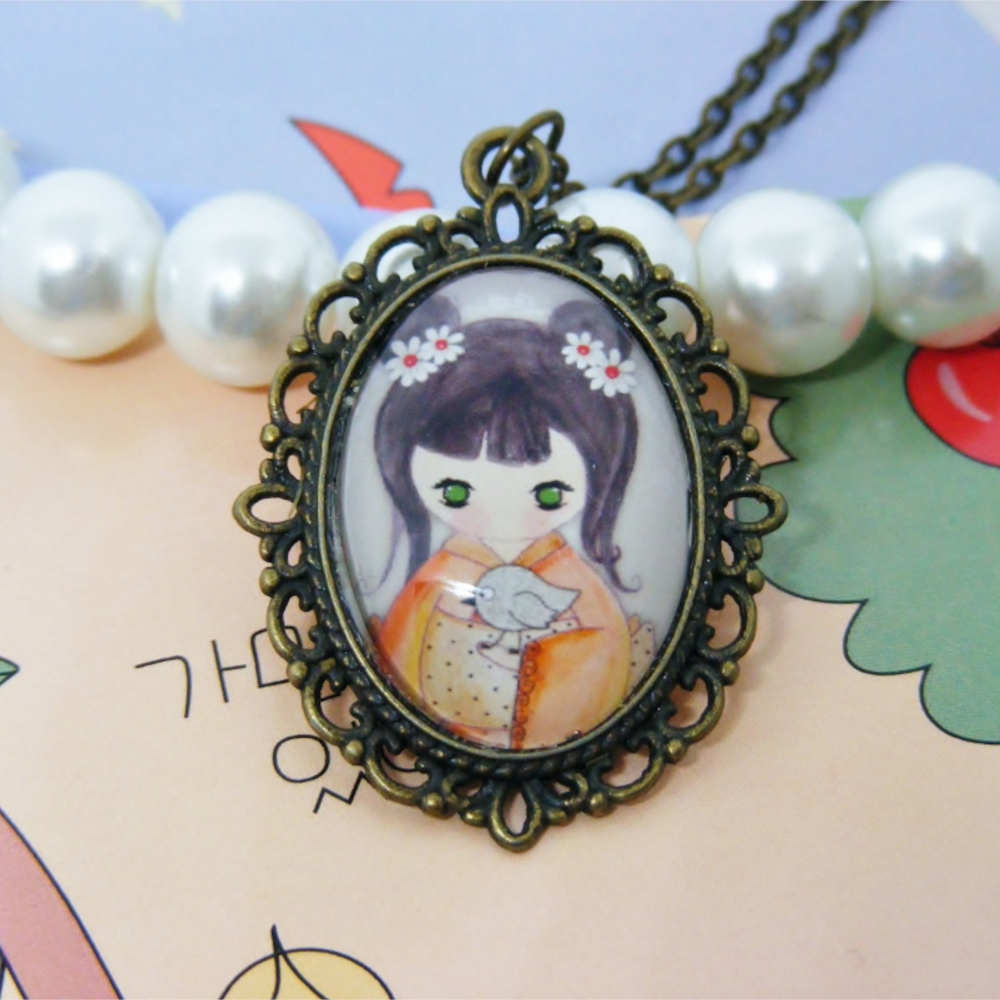 Wisiorek Kokeshi Girl I – vintage