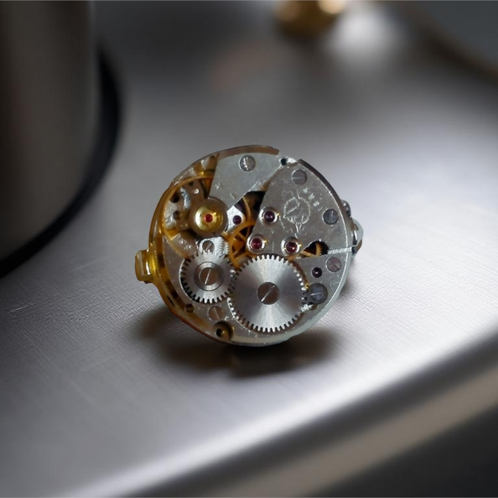 Steampunk Brooch with Watch Mechanism