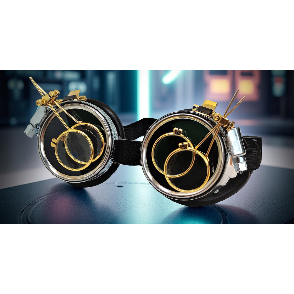 Gogle Steampunkowe z Mini Lupami