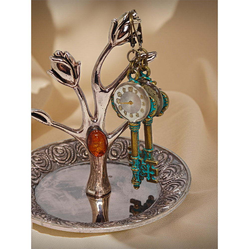 Kolczyki Steampunkowe Klucze – Tarcza Zegarka II