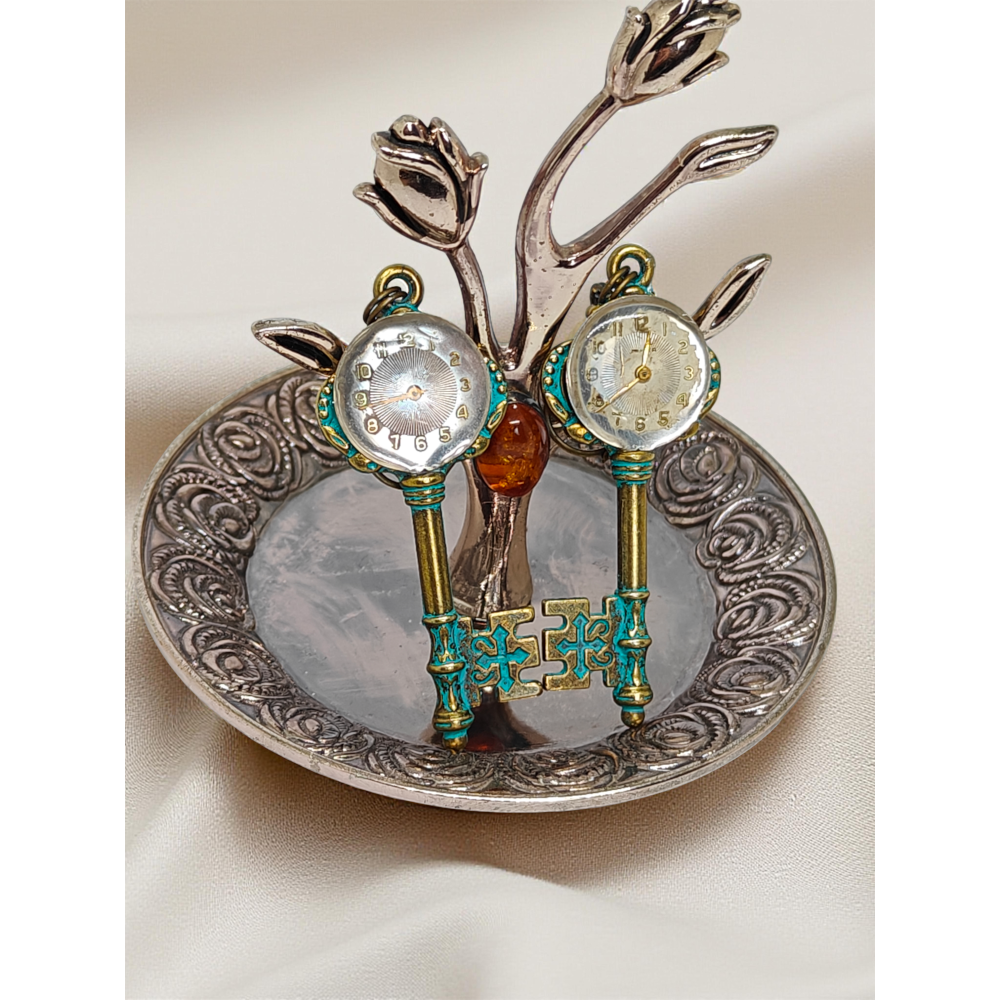 Kolczyki Steampunkowe Klucze – Tarcza Zegarka II