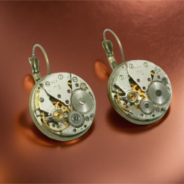 Kolczyki Steampunkowe – Mechanizmy Zegarkowe w Starym Brązie