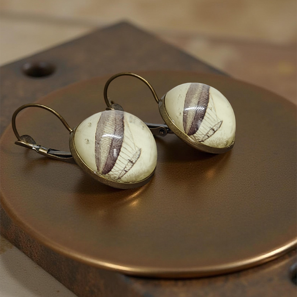 Kolczyki steampunk z grafiką - Balon II