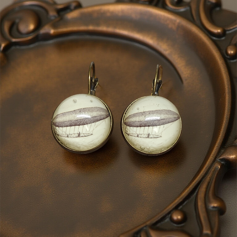 Kolczyki steampunk z grafiką - Balon II