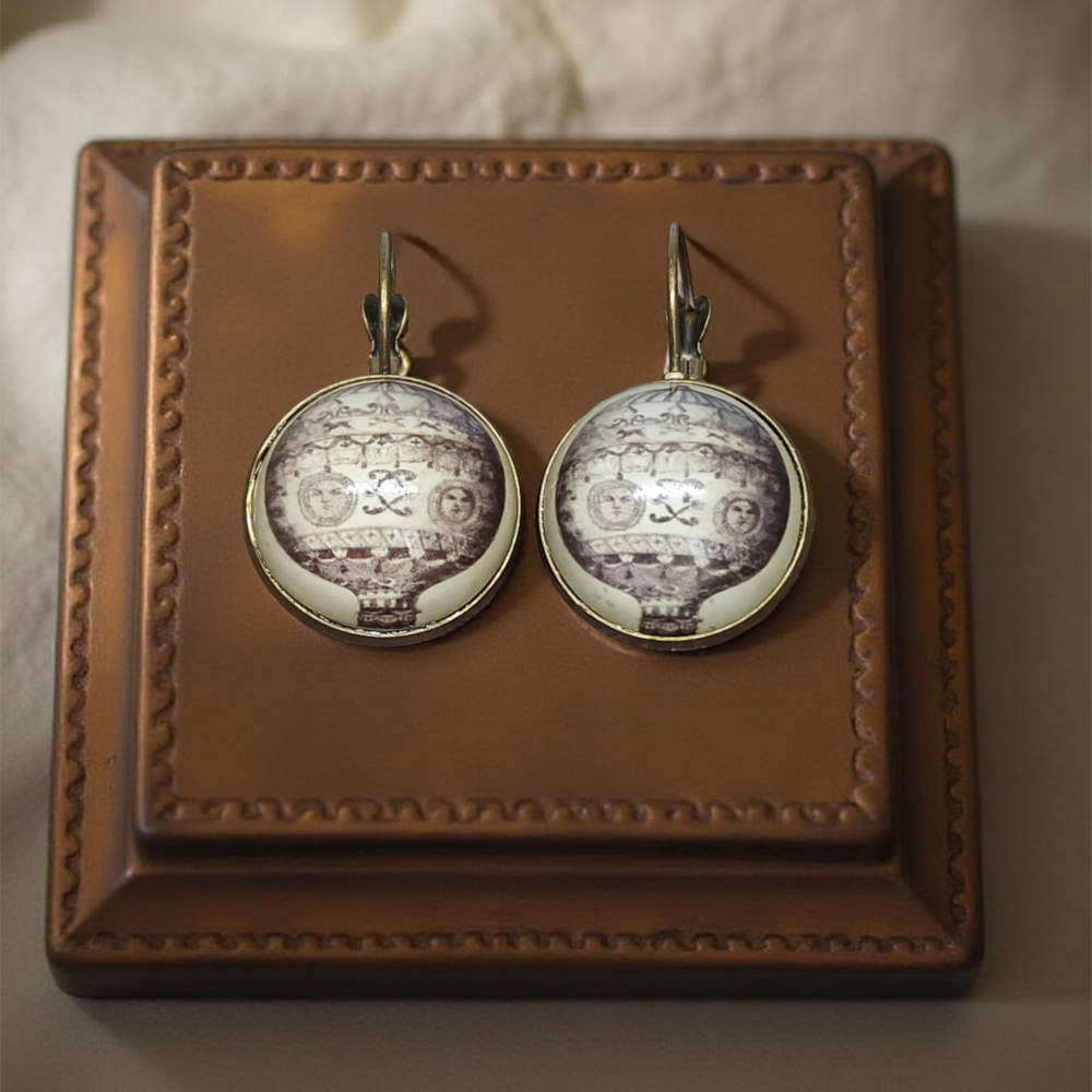 Kolczyki steampunk z grafiką - Balon IV