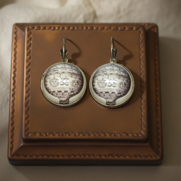 Kolczyki steampunk z grafiką - Balon IV