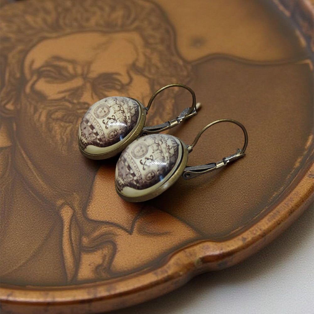 Kolczyki steampunk z grafiką - Balon IV