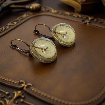 Kolczyki steampunk z grafiką - Bicykl I