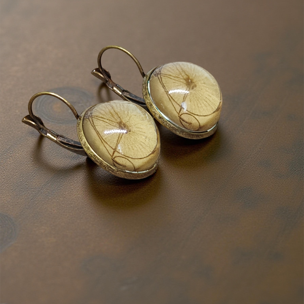 Kolczyki steampunk z grafiką - Bicykl II