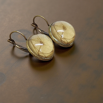 Kolczyki steampunk z grafiką - Bicykl II