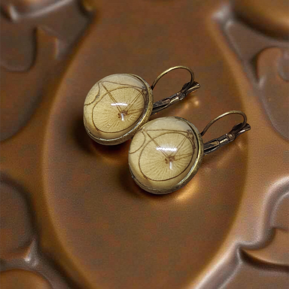 Kolczyki steampunk z grafiką - Bicykl II