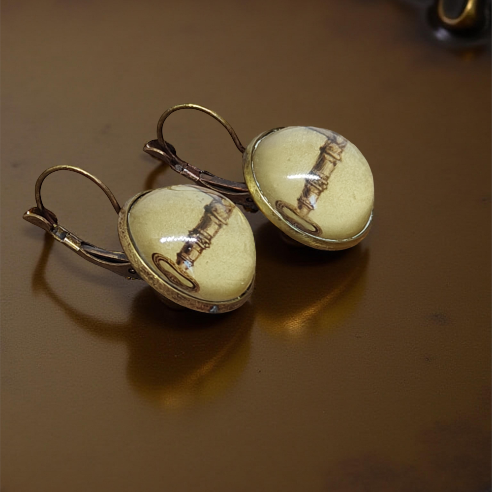 Kolczyki steampunk z grafiką - Kluczyk