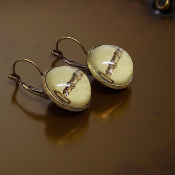 Kolczyki steampunk z grafiką - Kluczyk