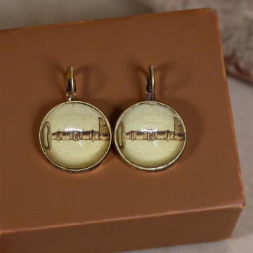 Kolczyki steampunk z grafiką - Kluczyk