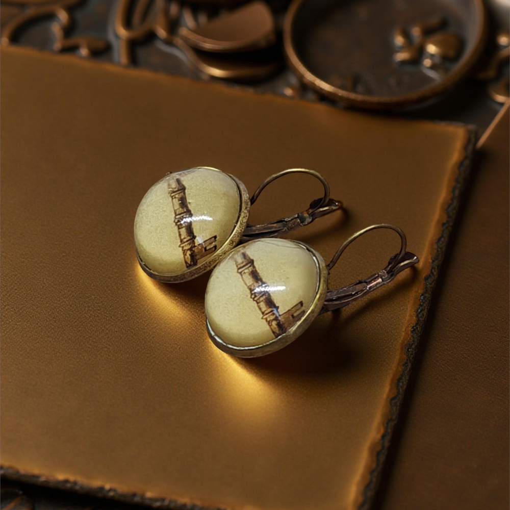 Kolczyki steampunk z grafiką - Kluczyk