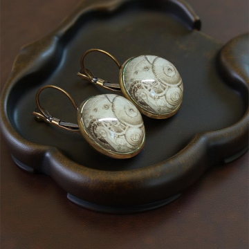 Kolczyki steampunk z grafiką - Mechanizm II