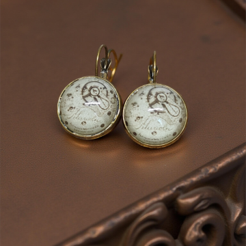 Kolczyki steampunk z grafiką - Mechanizm III