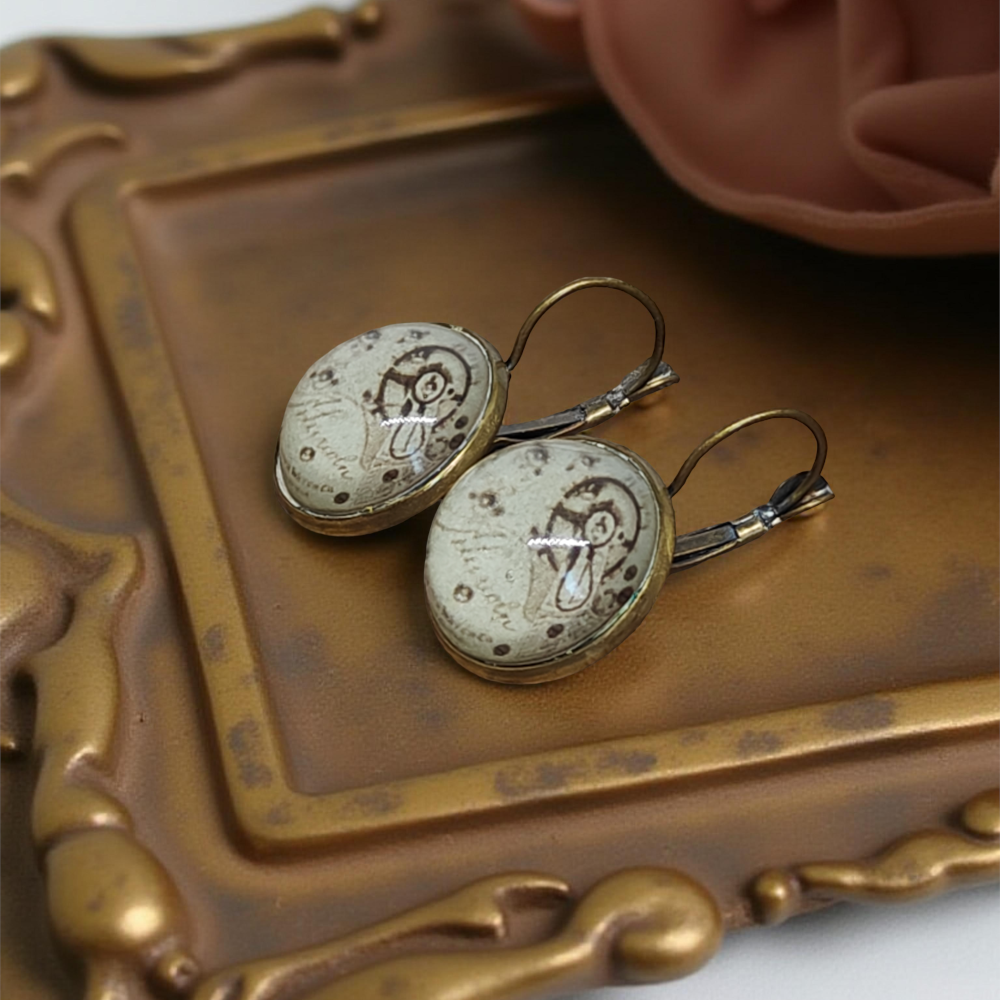 Kolczyki steampunk z grafiką - Mechanizm III