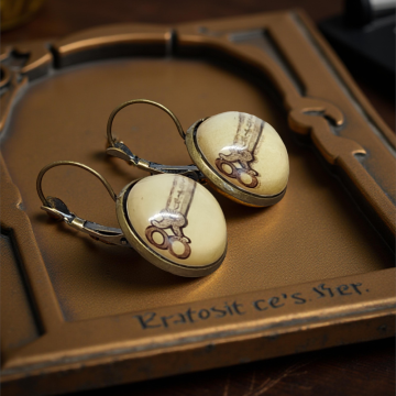 Kolczyki steampunk z grafiką - Nożyczki