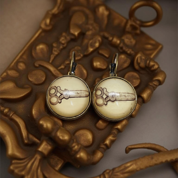 Kolczyki steampunk z grafiką - Nożyczki