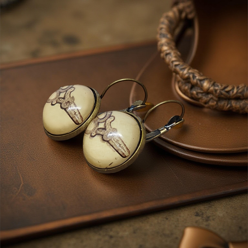 Kolczyki steampunk z grafiką - Nożyczki