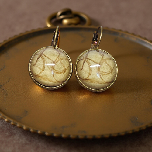 Kolczyki steampunk z grafiką - Rower III