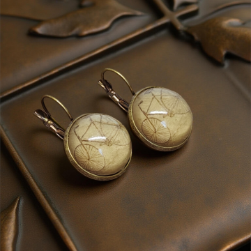 Kolczyki steampunk z grafiką - Rower IV