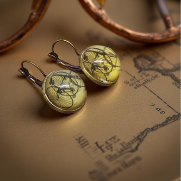 Kolczyki steampunk z grafiką - Tricykl I