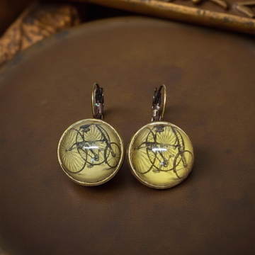 Kolczyki steampunk z grafiką - Tricykl I