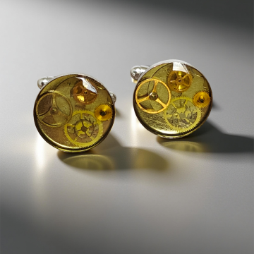 Industrialne spinki do mankietów z mechanizmami zegarkowymi – Edycja Mechaniczna