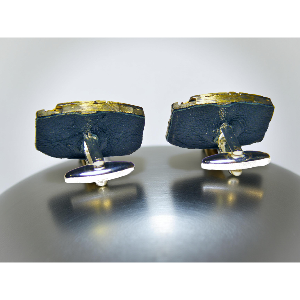 Spinki do mankietów Steampunk Zvezda II – Mechanizmy Zegarkowe i Skórzane Wykończenie