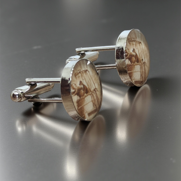 Spinki do mankietów steampunk – Julius Verne "A Drama In The Air"