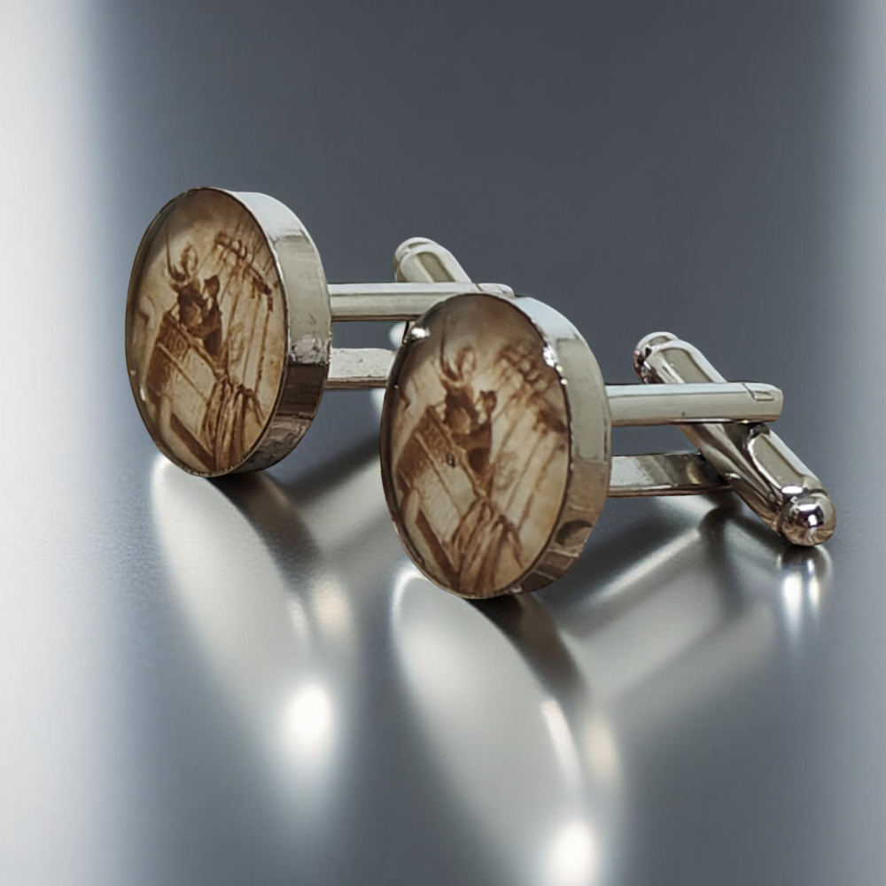 Spinki do mankietów steampunk – Julius Verne "A Drama In The Air"