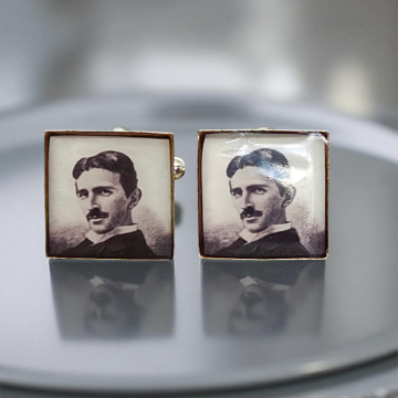 Spinki do mankietów ze zdjęciem Nikoli Tesli