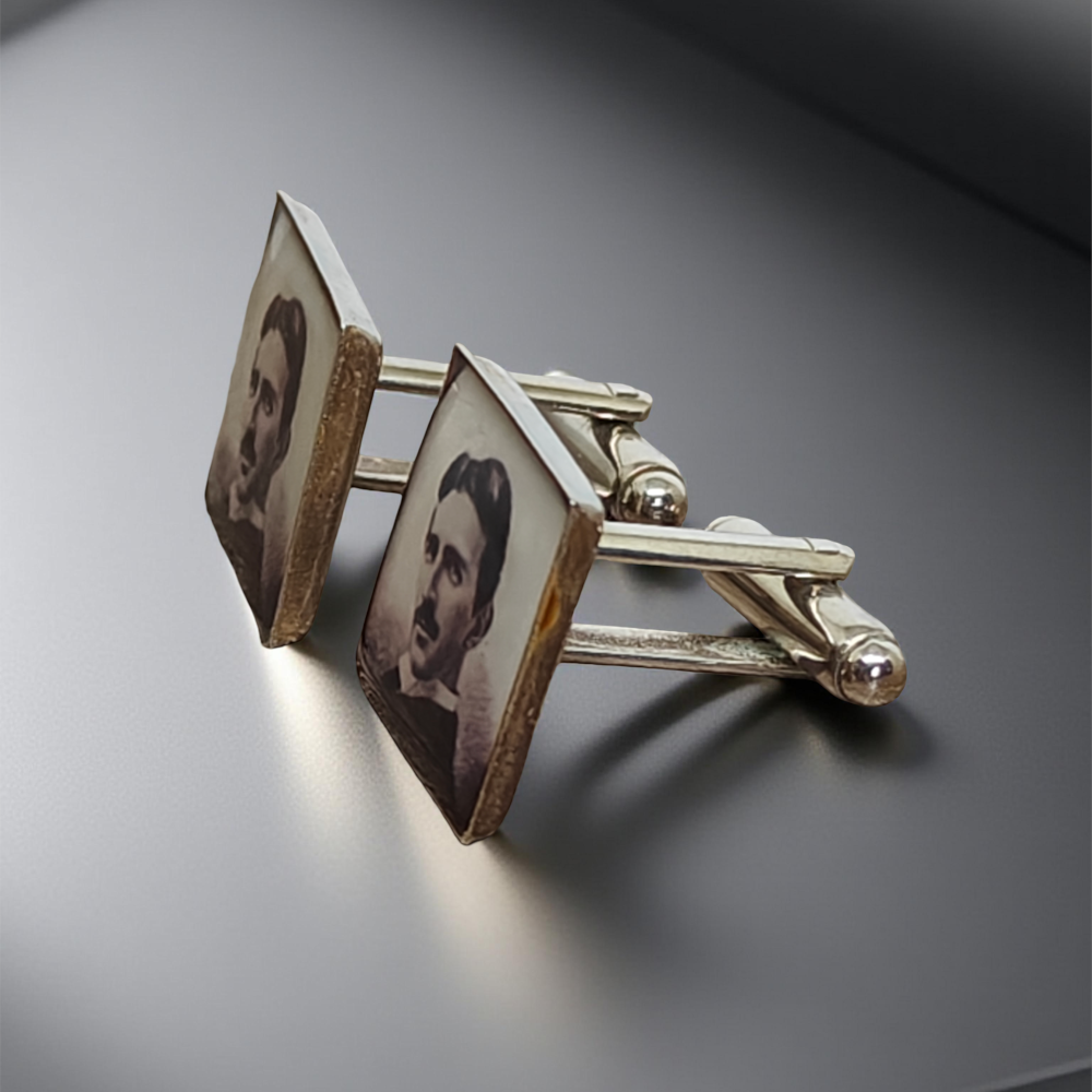 Spinki do mankietów ze zdjęciem Nikoli Tesli