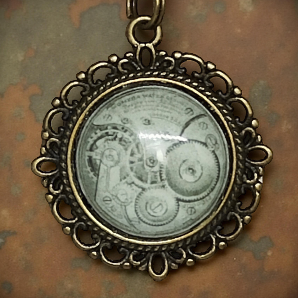 Wisiorek steampunk z grafiką - Mechanizm II