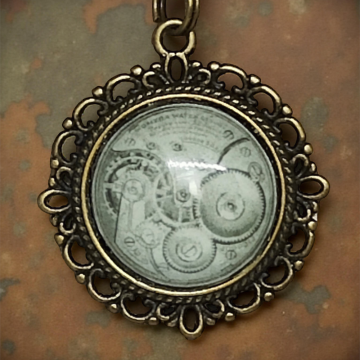 Wisiorek steampunk z grafiką - Mechanizm II