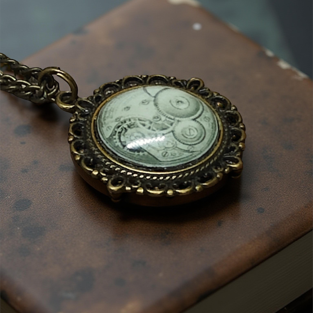 Wisiorek steampunk z grafiką - Mechanizm II