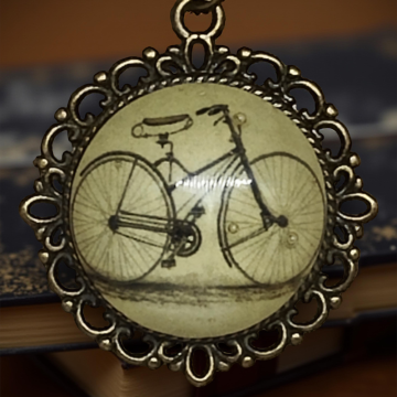Steampunk Pendant with Graphic – Bicycle I