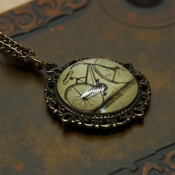 Steampunk Pendant with Graphic – Bicycle I