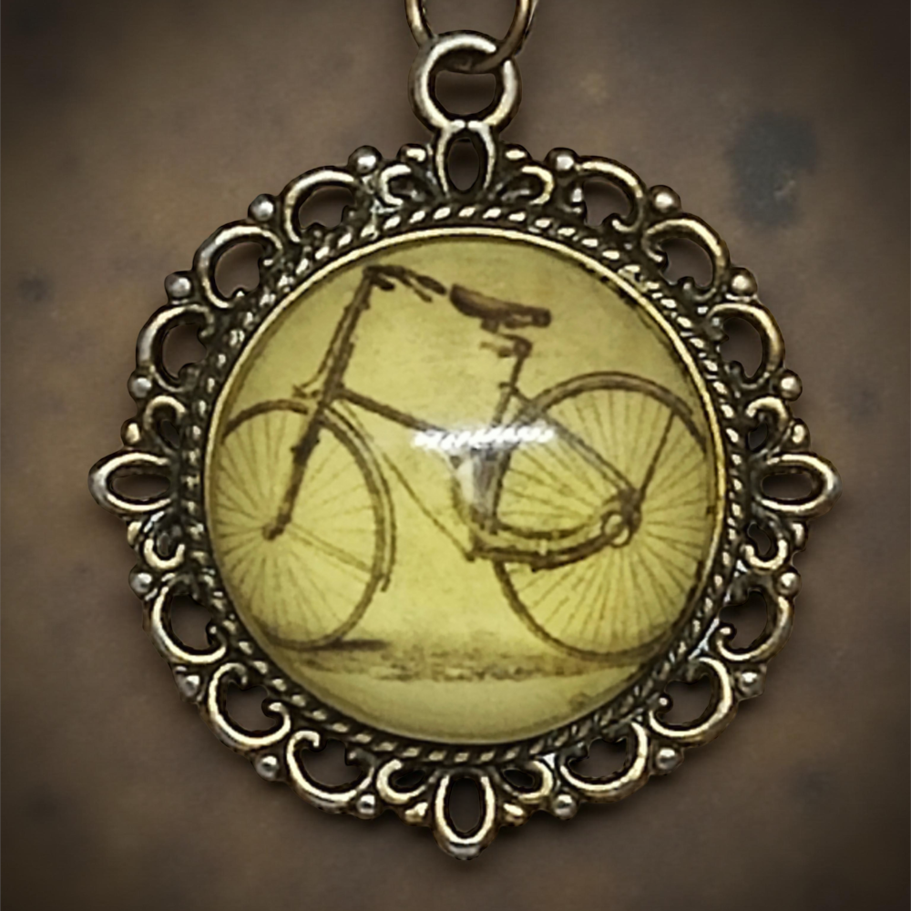 Wisiorek steampunk z grafiką - Rower II