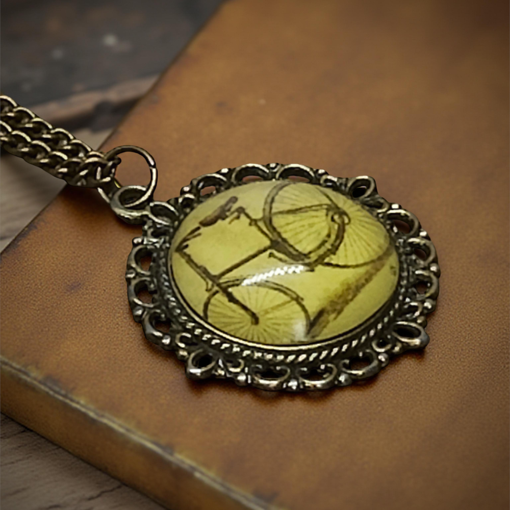 Wisiorek steampunk z grafiką - Rower II