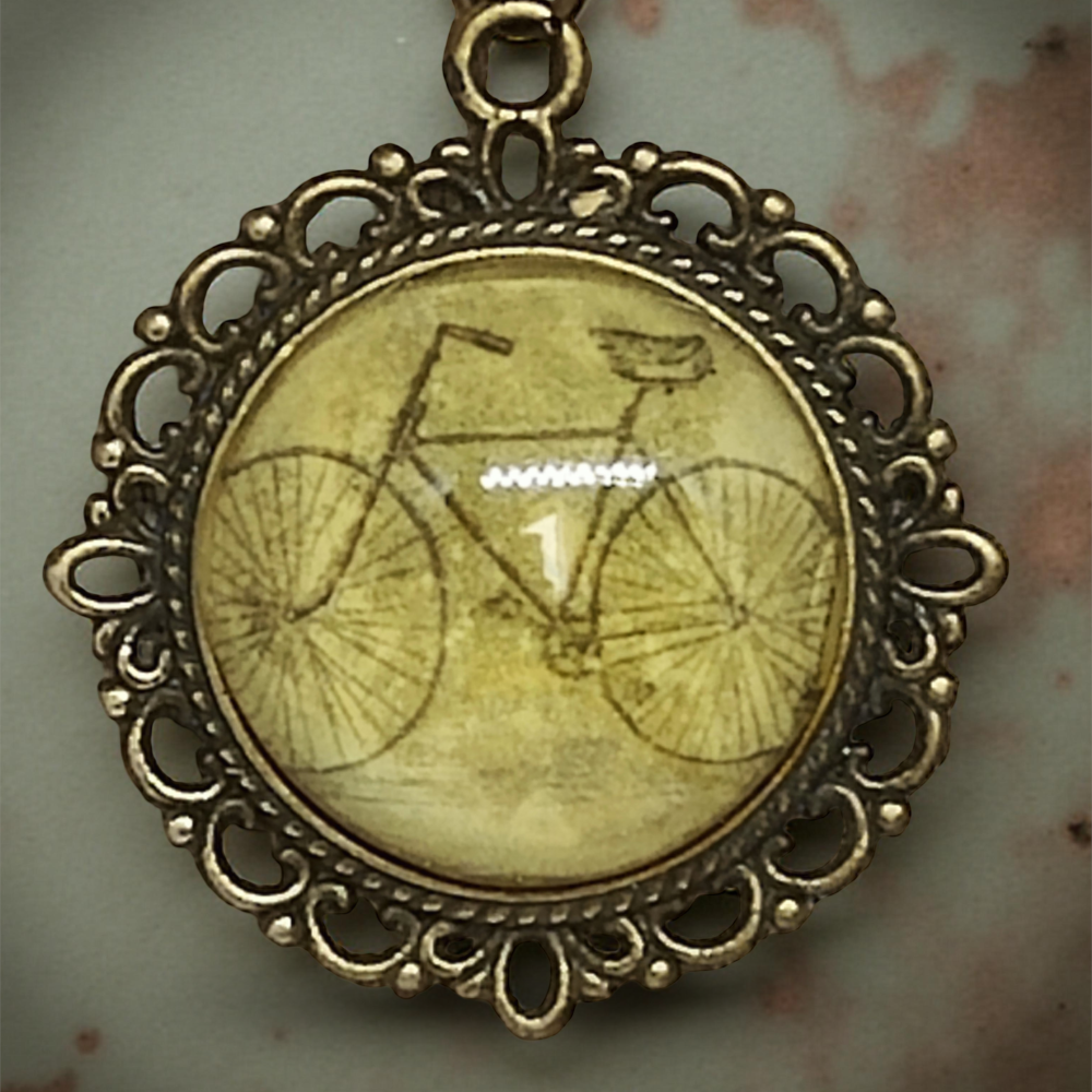 Wisiorek steampunk z grafiką - Rower IV