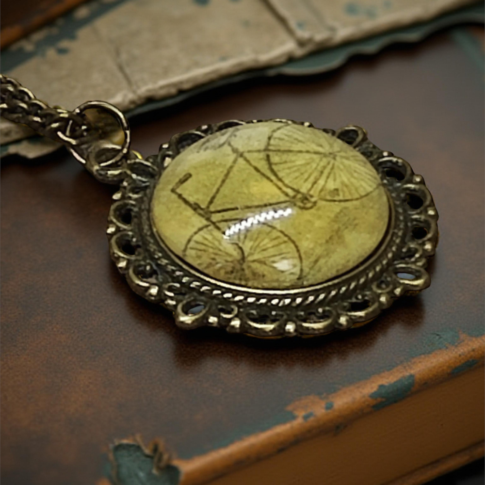 Wisiorek steampunk z grafiką - Rower IV