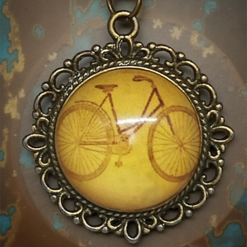 Wisiorek steampunk z grafiką - Rower VI